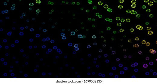 Dark Multicolor vector background with occult symbols. Abstract illustration with gothic gradient shapes. Best design halloween events.