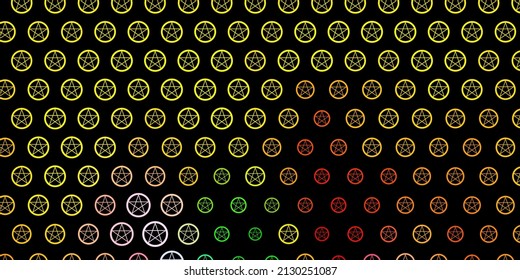 Dark Multicolor vector background with occult symbols. Colorful mystic symbols with a gradient in ancient style. Background for esoteric, mystic designs.