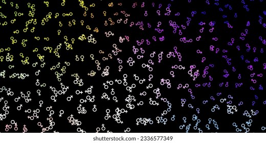 Fondo vector multicolor oscuro con símbolos ocultos. Ilustración con signos mágicos de poder espiritual. Mejor diseño de eventos de halloween.