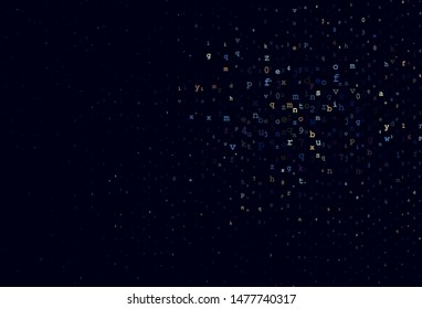 Dark Multicolor vector background with signs of alphabet. Shining illustration with ABC symbols on abstract template. Template for lettering, typography.
