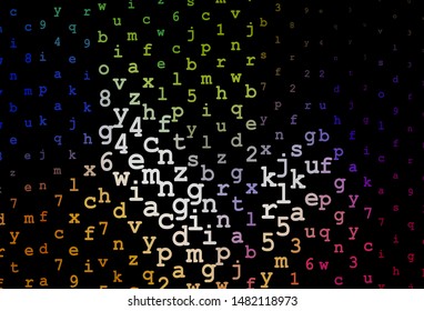 Dark Multicolor vector background with signs of alphabet. Shining colorful illustration with isolated letters. Pattern for school, grammar websites.