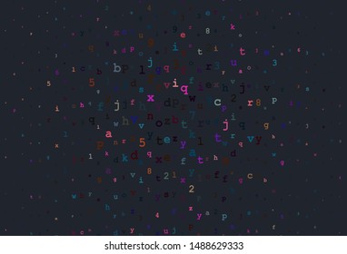Dark Multicolor vector background with signs of alphabet. Blurred design in simple style with signs of alphabet. Best design for a college poster, banner.