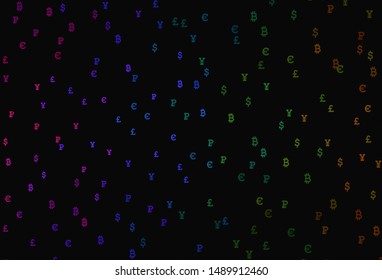 Dark Multicolor vector background with signs of currency. Shining colored illustration with currency signs. Pattern for trader ads, booklets, leaflets.