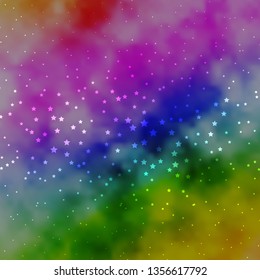 Dark Multicolor vector background with small and big stars. Shining colorful illustration with small and big stars. Theme for cell phones.