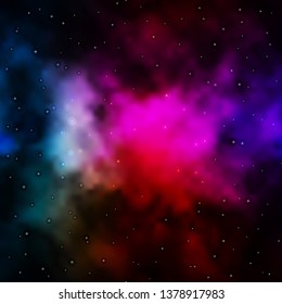 Dark Multicolor vector background with small and big stars. Colorful illustration in abstract style with gradient stars. Theme for cell phones.