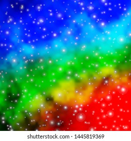 Dark Multicolor vector background with small and big stars. Colorful illustration in abstract style with gradient stars. Best design for your ad, poster, banner.