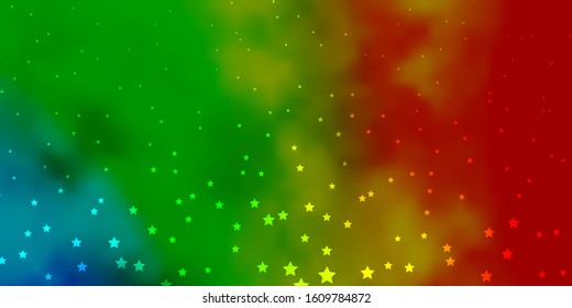 Dark Multicolor vector background with small and big stars. Decorative illustration with stars on abstract template. Pattern for websites, landing pages.
