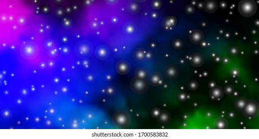 Dark Multicolor vector background with small and big stars. Modern geometric abstract illustration with stars. Pattern for websites, landing pages.