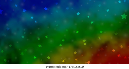Dark Multicolor vector background with small and big stars. Decorative illustration with stars on abstract template. Pattern for wrapping gifts.