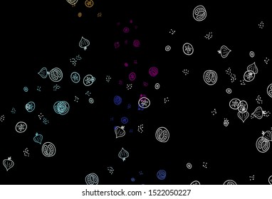 Dark Multicolor vector background with tasty food. Decorative illustration with food on abstract template. Pattern for ads of breakfast, lunch, dinner.