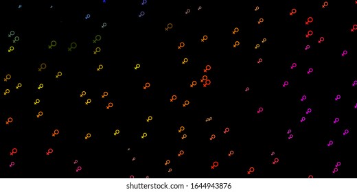 Dark Multicolor vector background with woman symbols. Colorful feminism symbols with a gradient in modern style. Best design to show the power of women.