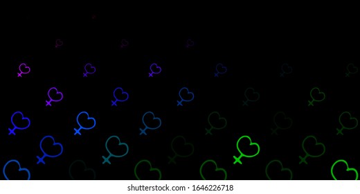 Dark Multicolor vector background with woman symbols. Illustration with signs of women's strength and power. Elegant design for wallpapers.