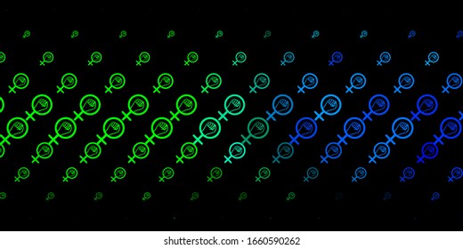 Dark Multicolor vector background with woman symbols. Abstract illustration with a depiction of women's power. Best design to show the power of women.
