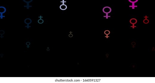 Dark Multicolor vector background with woman symbols. Colorful feminism symbols with a gradient in modern style. Background for International Women’s Day.