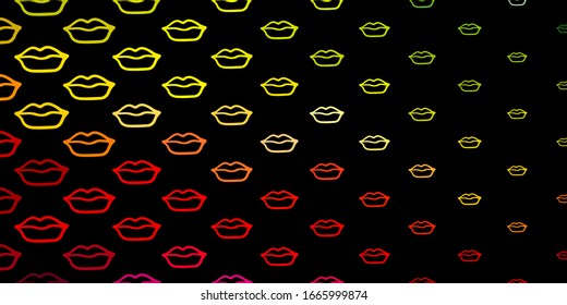 Fondo vectorial multicolor oscuro con símbolos femeninos. Símbolos feministas coloridos con un degradado de estilo moderno. Antecedentes del Día Internacional de la Mujer.