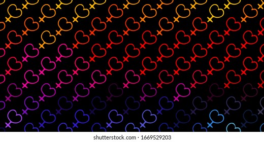 Dark Multicolor vector background with woman symbols. Colorful illustration with gradient feminism shapes. Best design to show the power of women.