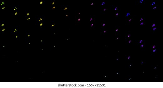 Dark Multicolor vector background with woman symbols. Colorful illustration with gradient feminism shapes. Simple design for your web site.