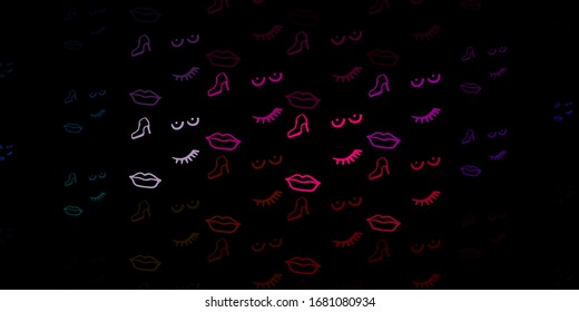 Dunkle mehrfarbige Vektorillustration mit Frauensymbolen. Einfaches Design im abstrakten Stil mit Frauenrechtsaktivismus. Elegantes Design für Bildschirmhintergründe.