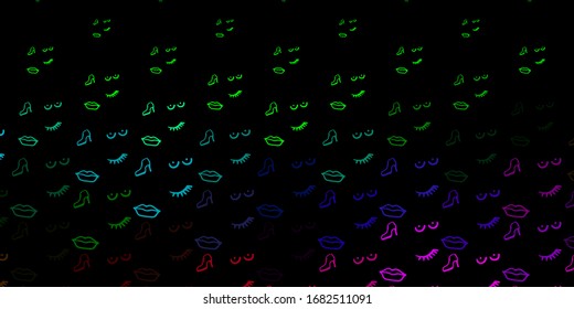 Dark Multicolor vector background with woman symbols. Abstract illustration with a depiction of women's power. Background for International Women’s Day.