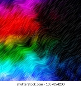 Dark Multicolor vector background with wry lines. Bright sample with colorful bent lines, shapes. Best design for your ad, poster, banner.