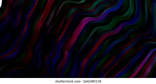 Dark Multicolor vector background with wry lines. Gradient illustration in simple style with bows. Pattern for booklets, leaflets.