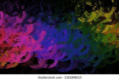 Dark Multicolor vector background with wry lines. Smart illustration in abstract style with gradient lines.  Simple template for your design.