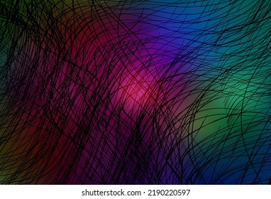 Dark Multicolor vector background with wry lines. Colorful abstract illustration with gradient lines. Background for cell phone screens.