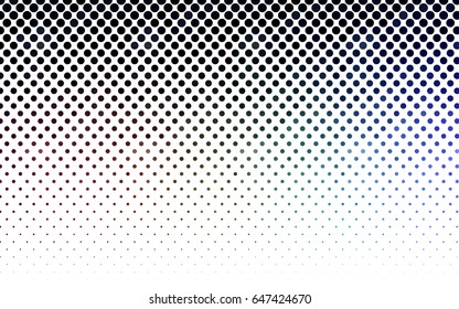 Dark Multicolor vector banner with circles, spheres. Abstract spots. Background of Art bubbles in halftone style with colored gradient.