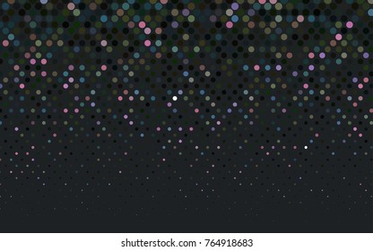 Dark Multicolor vector banner with circles, spheres. Abstract spots. Background of Art bubbles in halftone style with colored gradient.