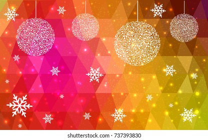Dark Multicolor vector christmas polygon background. Low poly Illustration consisting of triangles with snowflakes. Texture, seamless background of New Year celebration.