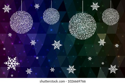 Dark Multicolor vector christmas postcard low polygon background. Illustration consisting of triangles. Abstract triangular polygonal origami or crystal design of New Year celebration.
