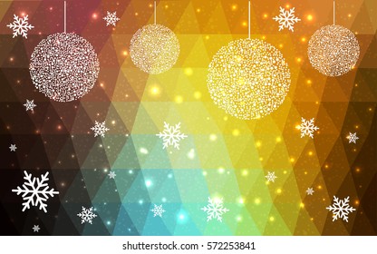 Dark Multicolor vector christmas postcard low polygon background. Illustration consisting of triangles. Abstract triangular polygonal origami or crystal design of New Year celebration.