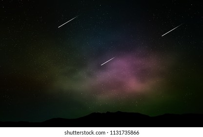 Dark Multicolor vector cover with astronomical stars. Shining illustration with sky stars on abstract template. Best design for your ad, poster, banner.
