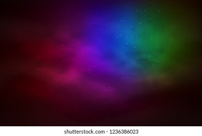 Dark Multicolor vector cover with astronomical stars. Shining illustration with sky stars on abstract template. Pattern for futuristic ad, booklets.