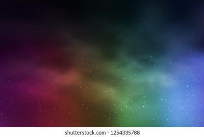 Dark Multicolor vector cover with astronomical stars. Space stars on blurred abstract background with gradient. Pattern for futuristic ad, booklets.