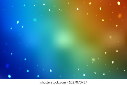 Dark Multicolor vector cover with beautiful snowflakes. Snow on blurred abstract background with gradient. New year design for your business advert.