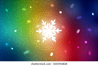 Dark Multicolor vector cover with beautiful snowflakes. Decorative shining illustration with snow on abstract template. The template can be used as a new year background.