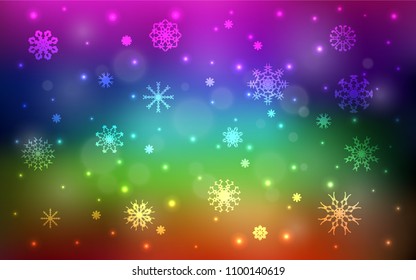 Dark Multicolor vector cover with beautiful snowflakes. Modern geometrical abstract illustration with crystals of ice. New year design for your business advert.