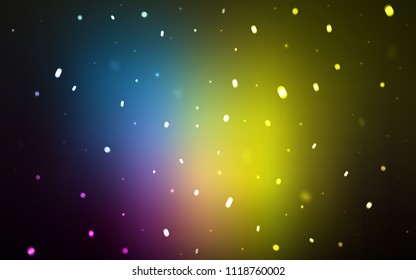 Dark Multicolor vector cover with beautiful snowflakes. Shining colored illustration with snow in christmas style. The pattern can be used for new year leaflets.