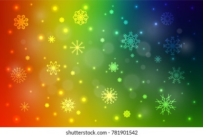 Dark Multicolor vector cover with beautiful snowflakes. Modern geometrical abstract illustration with crystals of ice. New year design for your business advert.