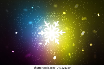 Dark Multicolor vector cover with beautiful snowflakes. Shining colored illustration with snow in christmas style. The pattern can be used for new year leaflets.