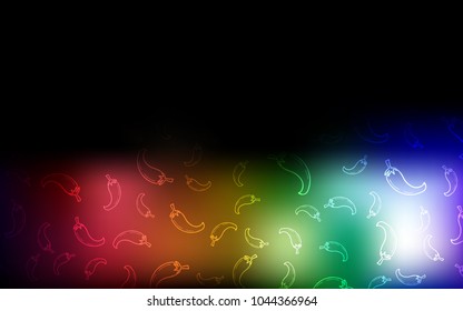Dark Multicolor vector cover with chili peppers. Glitter abstract sketch with hot peppers. Template for meal cooking in kitchen.