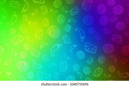 Dark Multicolor vector cover with cuisine gourmet. Illustration with set of fresh food in doodle style. Pattern for ads of breakfast, lunch, dinner.