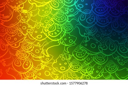 Dark Multicolor vector cover with cuisine gourmet. Decorative shining illustration with food on abstract template. Pattern for ad, booklets, leaflets of restaurants.