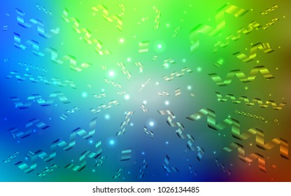 Dark Multicolor vector cover with happy holiday ribbons. Confetti on blurred abstract background with colorful gradient. The pattern can be used for carnival, festival leaflets.