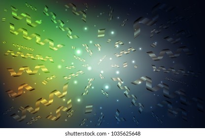 Dark Multicolor vector cover with happy holiday ribbons. Glitter abstract illustration with colorful confetti, ribbons. The pattern can be used for birthday gifts, congratulations.