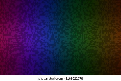 Dark Multicolor vector cover in polygonal style. Triangles on abstract background with colorful gradient. Pattern can be used for websites.