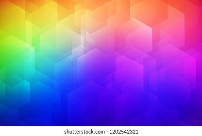 Dark Multicolor vector cover with set of hexagons. White background with colorful hexagons. Pattern can for your ad, booklets.