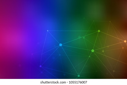 Dark Multicolor vector cover with spots, lines. Abstract illustration with colorful discs and triangles. Completely new template for your brand book.