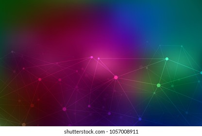 Dark Multicolor vector cover with spots, lines. Glitter abstract illustration with connection of triangle structure. Pattern can be used for ads, leaflets.